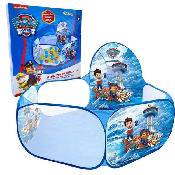 Piscina De Bolinhas Patrulha Canina Original, Bang Toys, Com Cestinha E Sistema Monta Fácil Pop Up