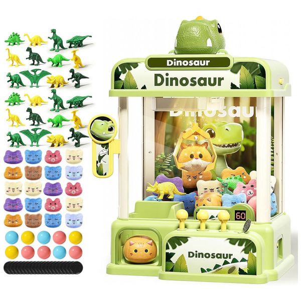 Máquina de Garra Dinossauro STACTCUTE 78 Peças, Mini Arcade Eletrônico 24 cm, USB e Pilhas, Para Crianças 3-8 Anos