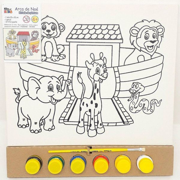 Kit Pintura Tela 25x30 Cm - Arca De Noé - Kits For Kids