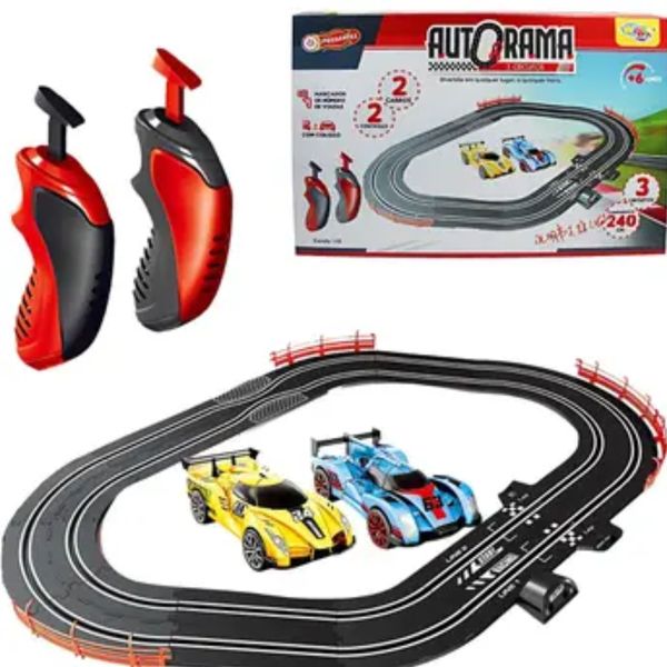 Autorama 3 Circuitos com Colisão Marcador de Voltas 2 Carrinhos