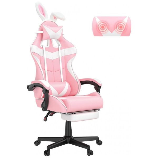 Soontrans Cadeira Gamer Ergonômica Reclinável com Apoio Lombar e Cabeça, Preta