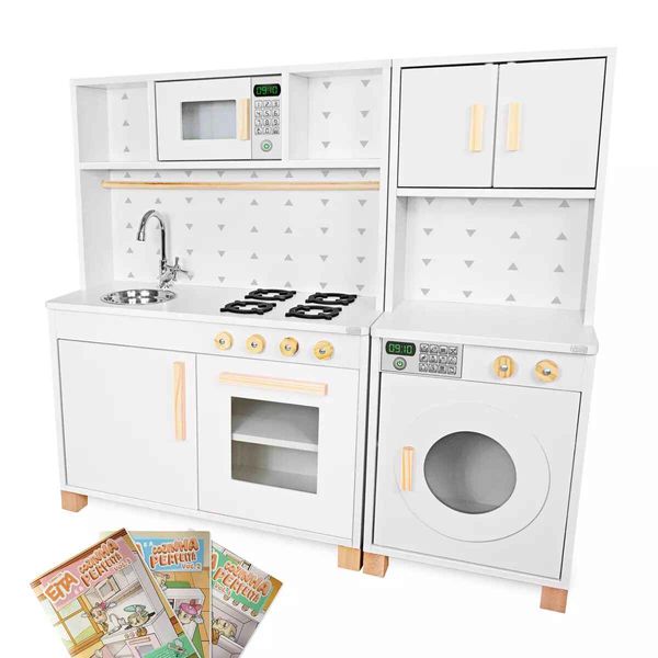Kit Cozinha Infantil e Máquina de Lavar Infantil Branco