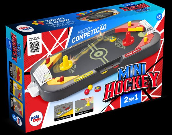 Jogo de Mesa 2X1 Mini Hockey e Futebol Brinquedo - PakiToys