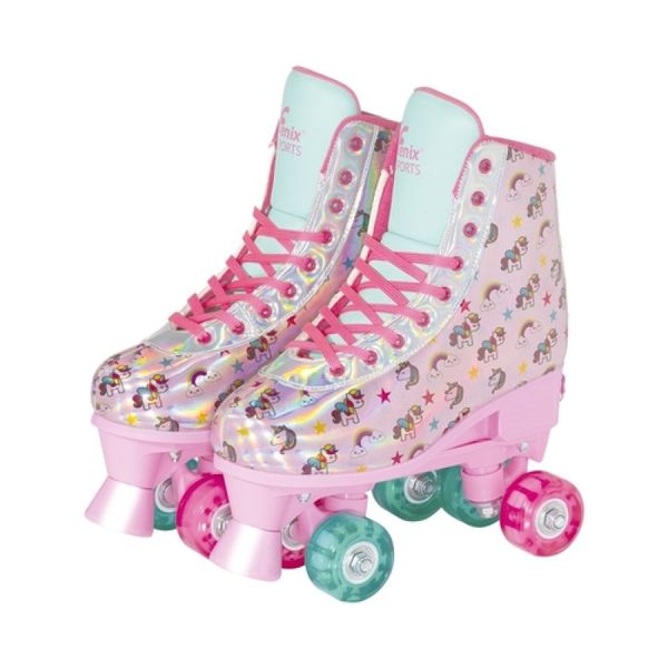 Patins 4 Rodas Ajustável Unicórnio Rosa 31/34 - Fenix RL-10