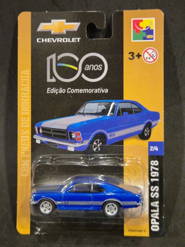Chevrolet Opala 1978 SS 100 Anos - Pintura Especial metálica CKS Toys Die Cast Real Riders (pneus de borracha) 1magnus Azul