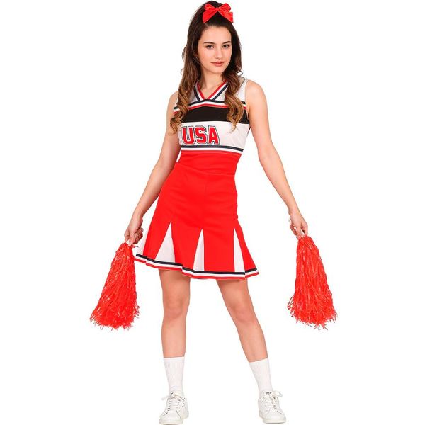 Fantasia Lider Torcida Adolescente Roupa Carnaval Halloween GG / Vermelho
