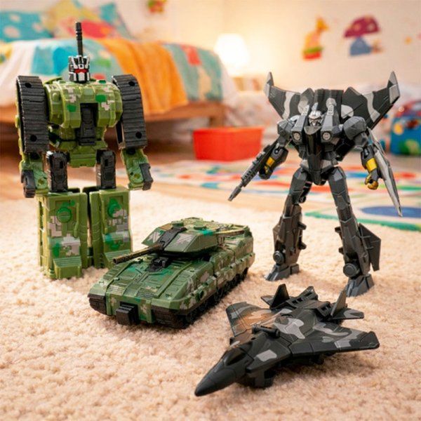 Brinquedo Boneco Transforma Em Veiculo Militar Robô Kit 2pçs