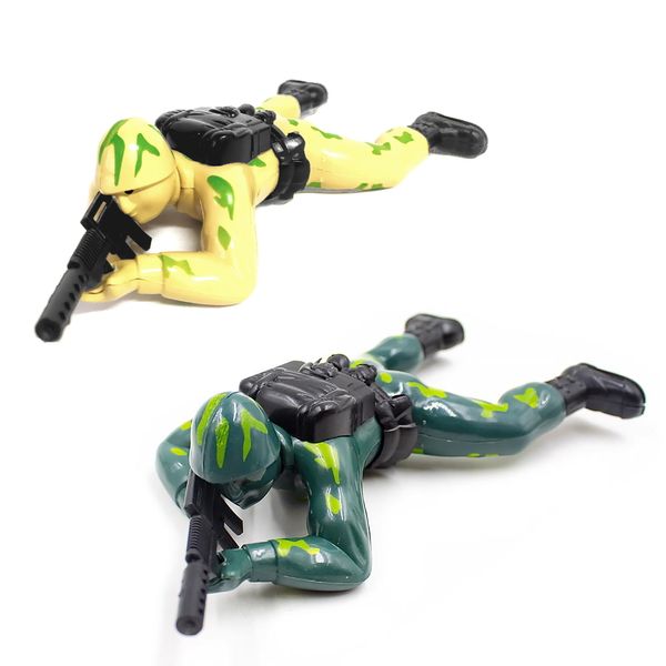2 Soldadinhos A Corda Bonecos Soldado Militar Que Rastejam Brinquedo