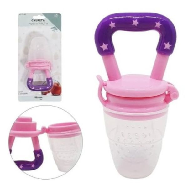Chupeta Alimentadora Porta Fruta Infantil Silicone Bebe Rosa