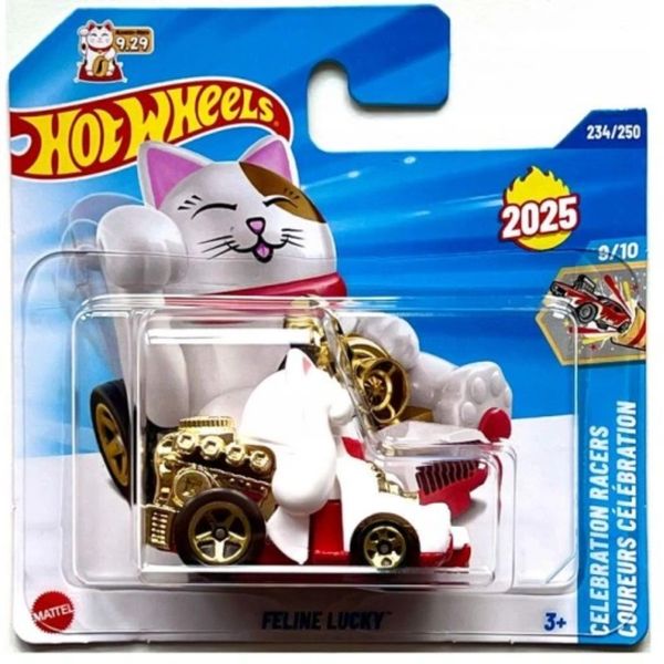 Feline Lucky Gato da Sorte Japonês - Carrinho Hot Wheels Colecionável (mexe a pata) 1:64 1magnus HYW52 Branco