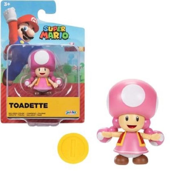 Super Mario Boneco Toadette de 8cm Com Moeda - Sunny