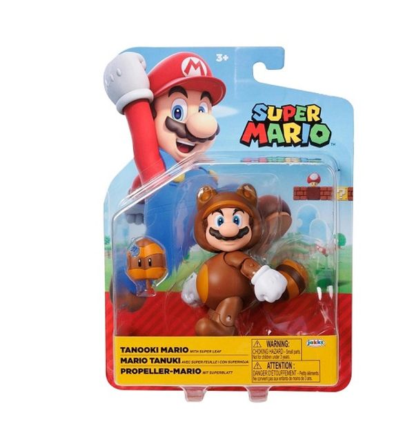 Super Mario Boneco Mario Tanooki de 10cm com Super Folha - Sunny