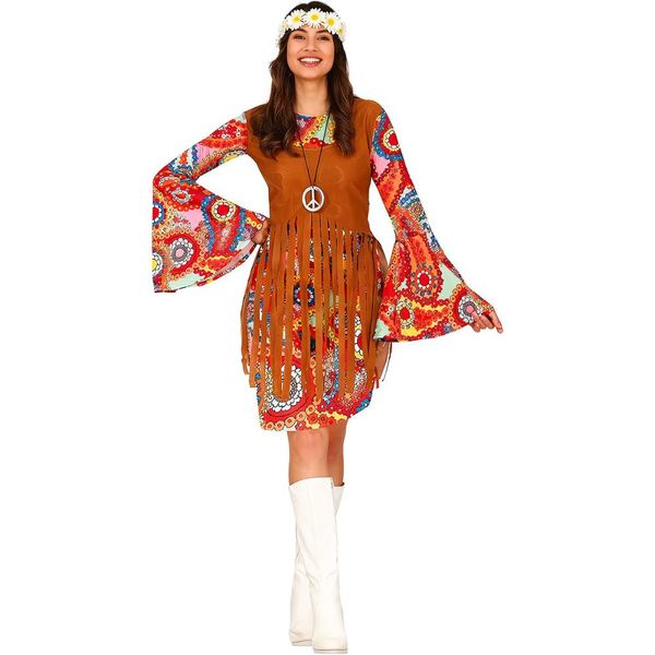 Roupa Hippie Adulta Fantasia Classica Retro Carnaval Festa P / MARROM