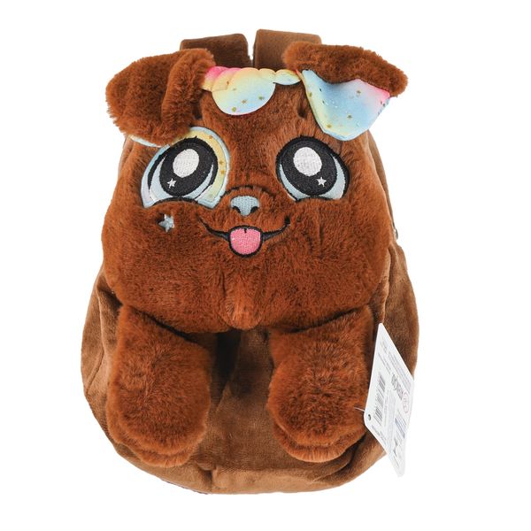 Mochila Pelucia Glitter Colors Levanta As Orelhinhas Polibrinq MARROM