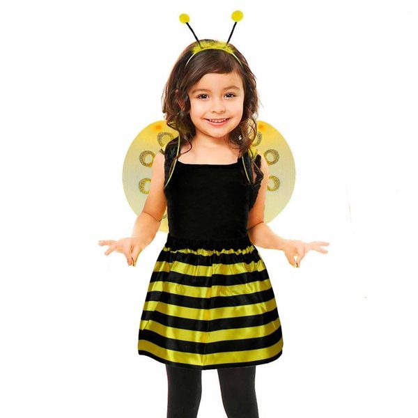 Fantasia Abelha Infantil Com Asas Antenas Saia e Varinha Único / Amarelo