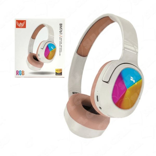 Headphone Sem Fio bluetooth RGB V5.3 BM761 cor Rosa Altomex