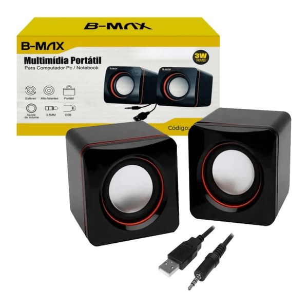 Caixa de Som para PC e Notebook B-MAX P2 USB 3W BM-S205