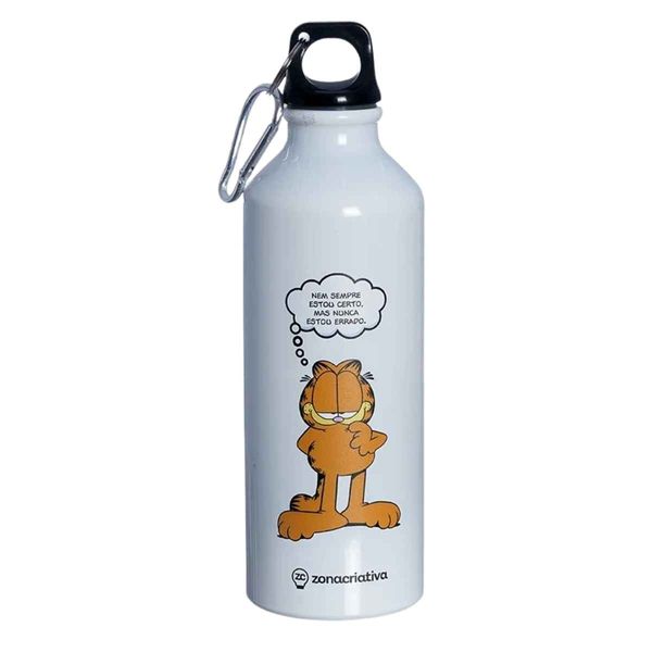 Garrafa Garfield Original, Zona Criativa, Squeeze 500mL Em Alumínio Com Mosquetão