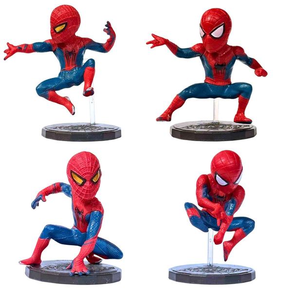 Kit 4 Bonecos Homem-Aranha Spiderman 5cm, Diferentes Poses, Decoração, Miniaturas Colecionáveis