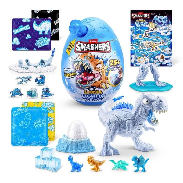Smashers Dino Mega Jurassic era do Gelo - com Luz, Som e 25 Surpresas - Azul - Fun Divirta-se