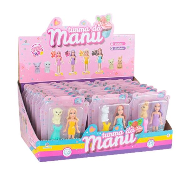 KIT 4 MODELOS MINI BONECA TURMA DA MANU 9CM- POLIBRINQ