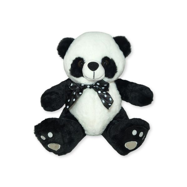 Urso Panda De Pelúcia 27cm Com Lacinho Presente Infantil Fizzy Toys