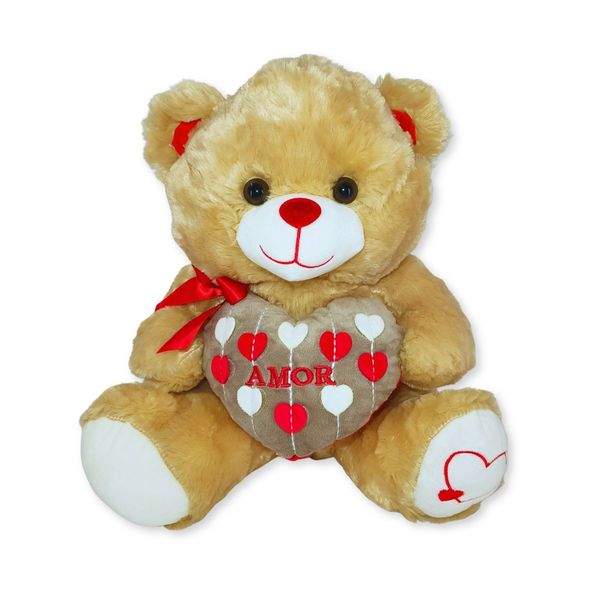 Urso de Pelúcia 38cm com Coração Bordado Amor Presente Romântico Fizzy Toys