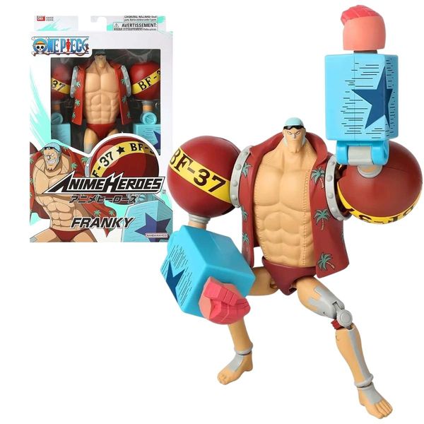 Boneco Articulado Franky One Piece Anime Heroes Bandai 17cm Colecionável