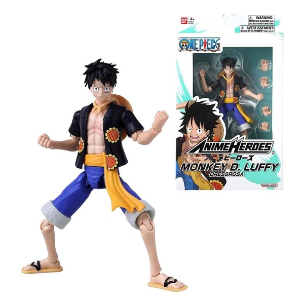 Boneco Articulado Luffy One Piece Dressrosa Anime Heroes Bandai 15cm