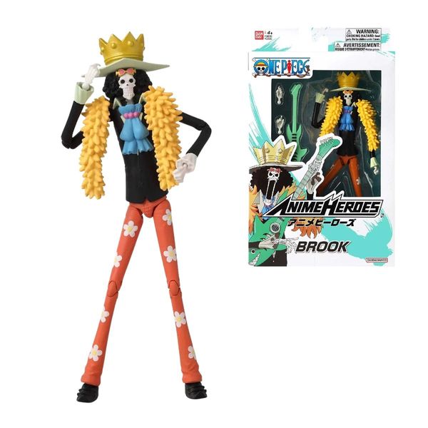 Boneco Articulado Brook One Piece Anime Heroes Bandai 19cm Colecionável