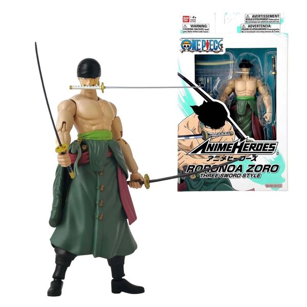 Boneco Articulado Zoro One Piece Santoryu Anime Heroes Bandai 16cm