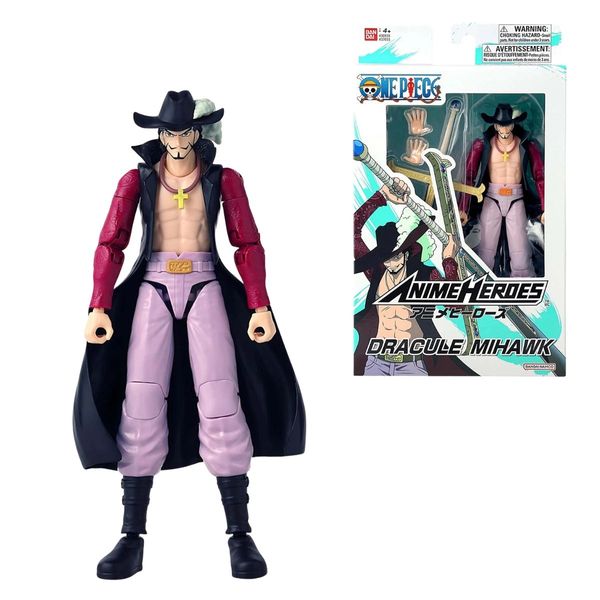 Boneco Dracule Mihawk One Piece Anime Heroes Bandai Articulado 17cm
