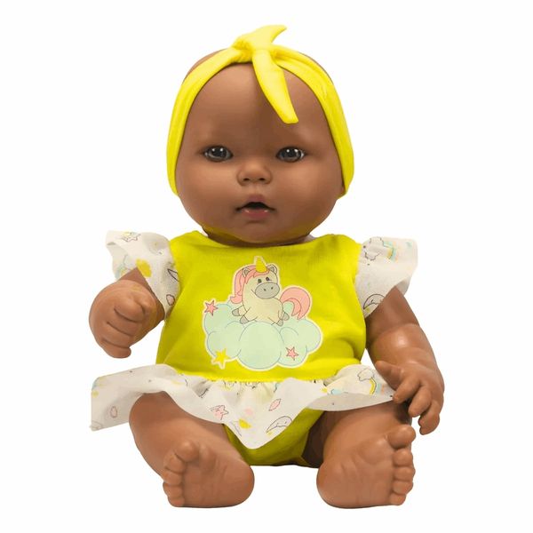 Boneca Neneka Negra Sem Cabelo Super Toys Vinil Macio