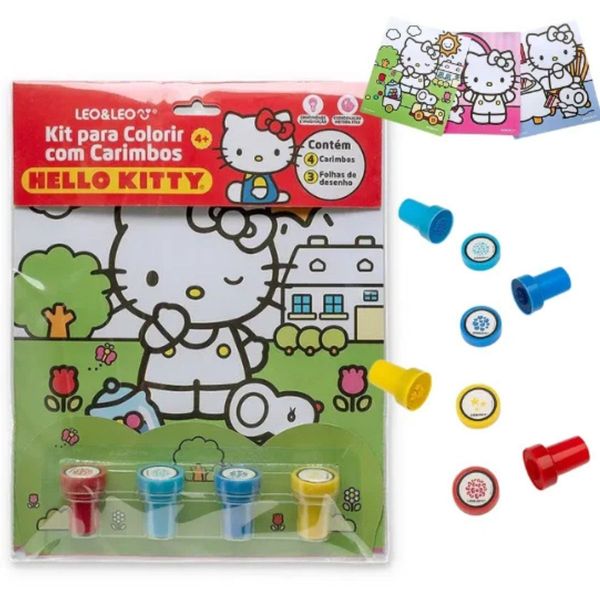 KIT PARA COLORIR COM CARIMBOS HELLO KITTY - LEO&LEO