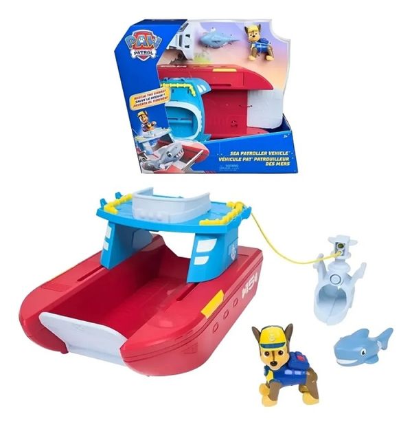 Patrulha Canina Maritima Barco Patrulhador 2 em 1 (Terra e Agua) Com Chase – Flutua na Agua - Sunny