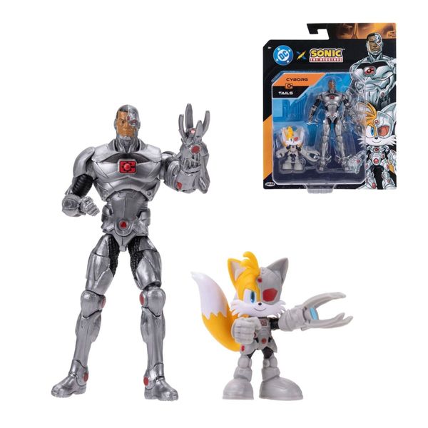 Pack Ciborgue e Tails Sonic DC Sunny 2 Bonecos Articulados Oficial Colecionável