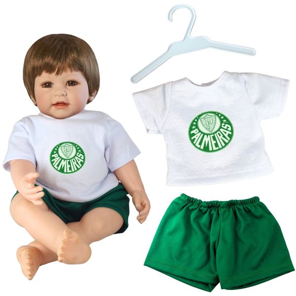 KIT ROUPA BONECA PARA REBORN - TORCEDOR PALMEIRAS - 3 PÇS