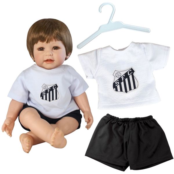 KIT ROUPA BONECA PARA REBORN - TORCEDOR SANTOS - 3 PÇS