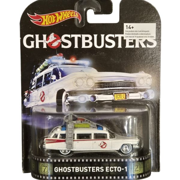 Hot Wheels Collectors Ecto-1 Caça Fantasmas (Ghostbusters) Pneus de Borracha Chassi de Metal - 1magnus DJF42