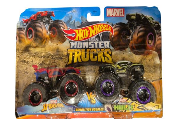 Set Duplo Spiderman x Venomized Hulk Marvel 2 Veículos Monster Truck Temáticos Big Foot 1:64 em Metal Original 1magnus G