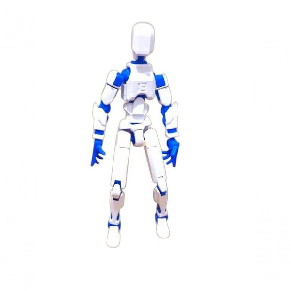 Miniatura Boneco Desmontado Dummy 14 Cm Articulado 3d Branco/azul