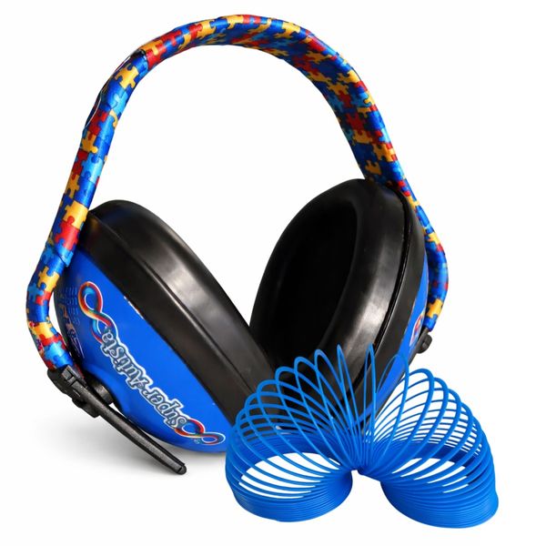 Abafador de Ruidos Super Autistas Azul 12 DB arco Azul + Mola Cognitiva Divertida