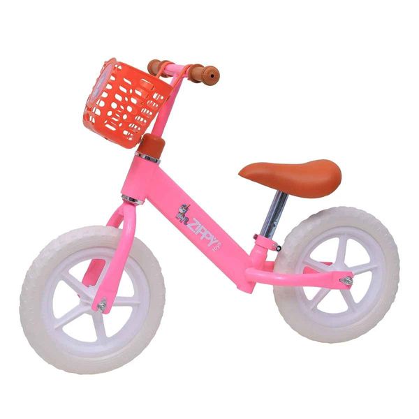Bike Balance Aro 12' Bicicleta Equilíbrio Infantil Sem Pedal, Zippy Toys, Crianças +3 Anos Até 25kg Rosa