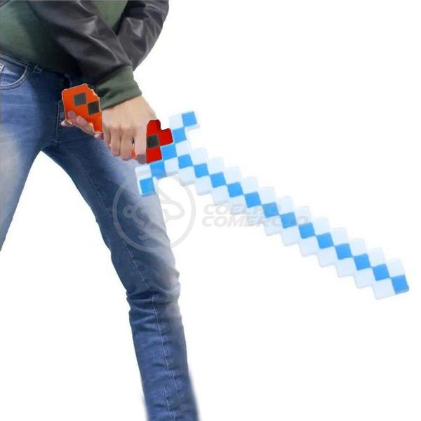 Kit Brinquedo Espada Pixel Minecraft 58cm C/Som Luz+3 Pilhas