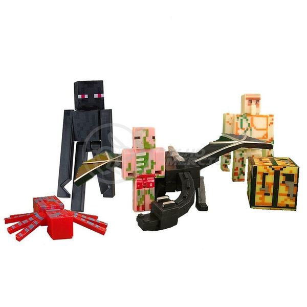 Cartela Minecraft 5 Bonecos + 1 Bloco Ender Dragon