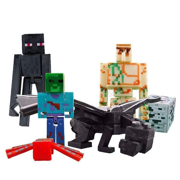 Kit 6 Cartela Minecraft Dragão 30 Bonecos + 6 Bloco Zombie