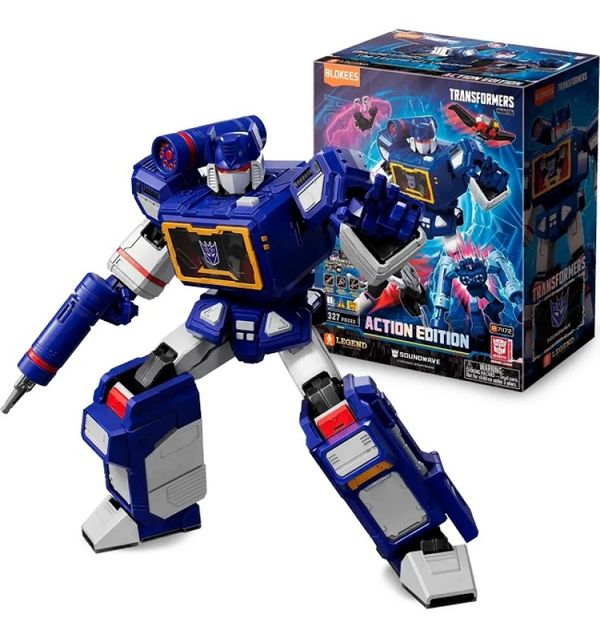 Blokees Transformers Action Edition 03 Soundwave– C/Som luz 19Cm 58 articulações - Ravage, Laserbeak, Rumble e Ratbat