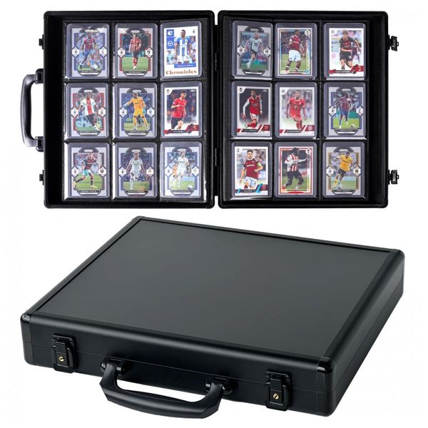 Álbum Toploader para Cartas Colecionáveis Azamou - Capacidade para 216 Toploaders, 12 Folhas com 9 Bolsos, Estojo Rígido Preto