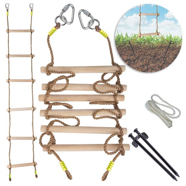 Escada de Corda Infantil Cateam com Ancoragem no Solo 2m - Largura 40 cm Capacidade 113 kg