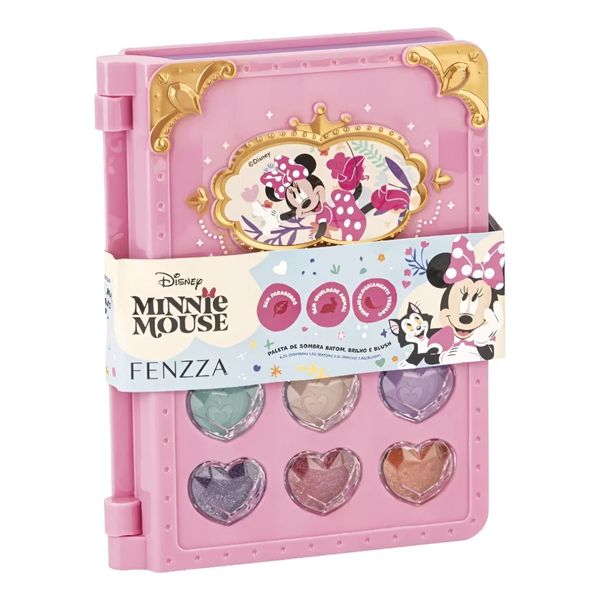 Kit Maquiagem Portátil Sombra Brilho Brush Batom Teen Diário Rosa da Minnie Mouse Disney Fenzza